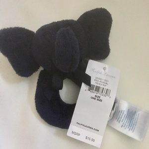 NWT Ralph Lauren Elephant Baby’s Rattle Dark Blue